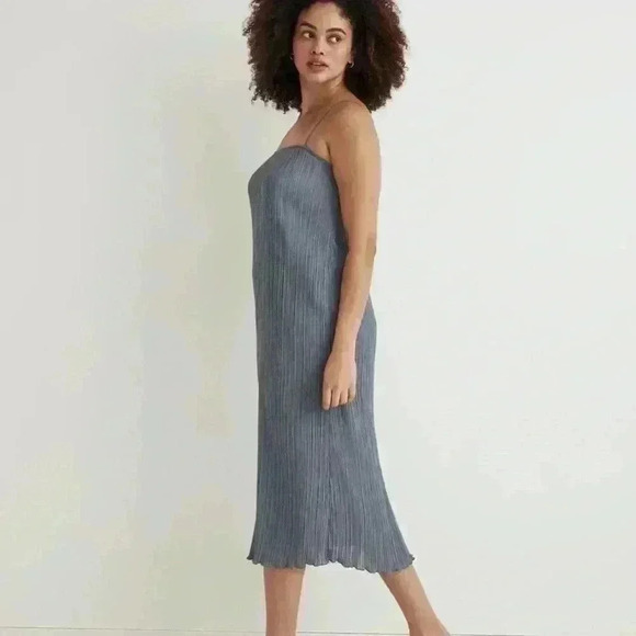 NEW Madewell The Goldie Dress in Plissé ~ Teapot Blue ~ 8 ~ NWT! - Picture 2 of 10